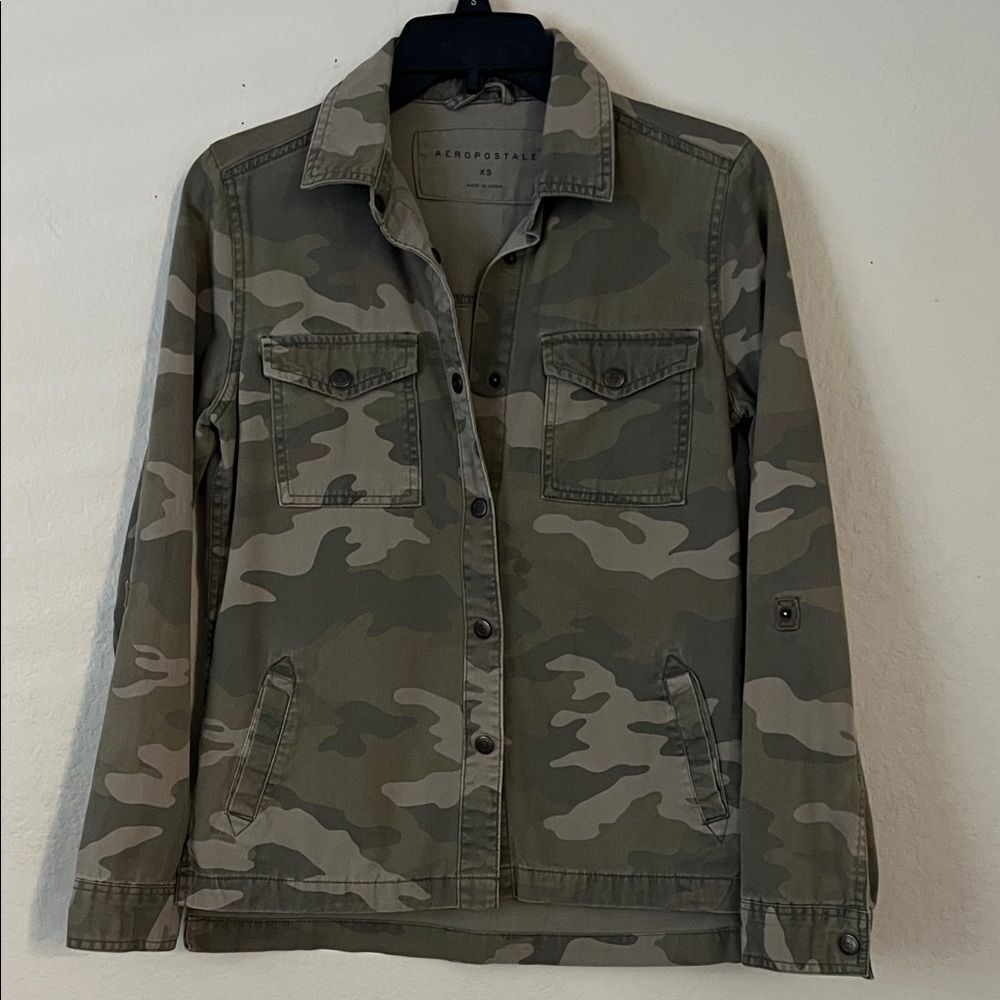 Aeropostale Green Camo 100% Cotton Utility Shirt Jacket Shacket in Size XS
